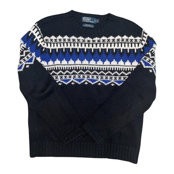 Polo Ralph Lauren Men’s Fair Isle Cashmere Angora Crew-Neck Sweater Size Large - Picture 1 of 4
